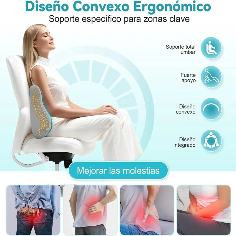 COJIN LUMBAR ERGONOMICO Y ASIENTO PARA SILLAS COLOR GRIS - 3