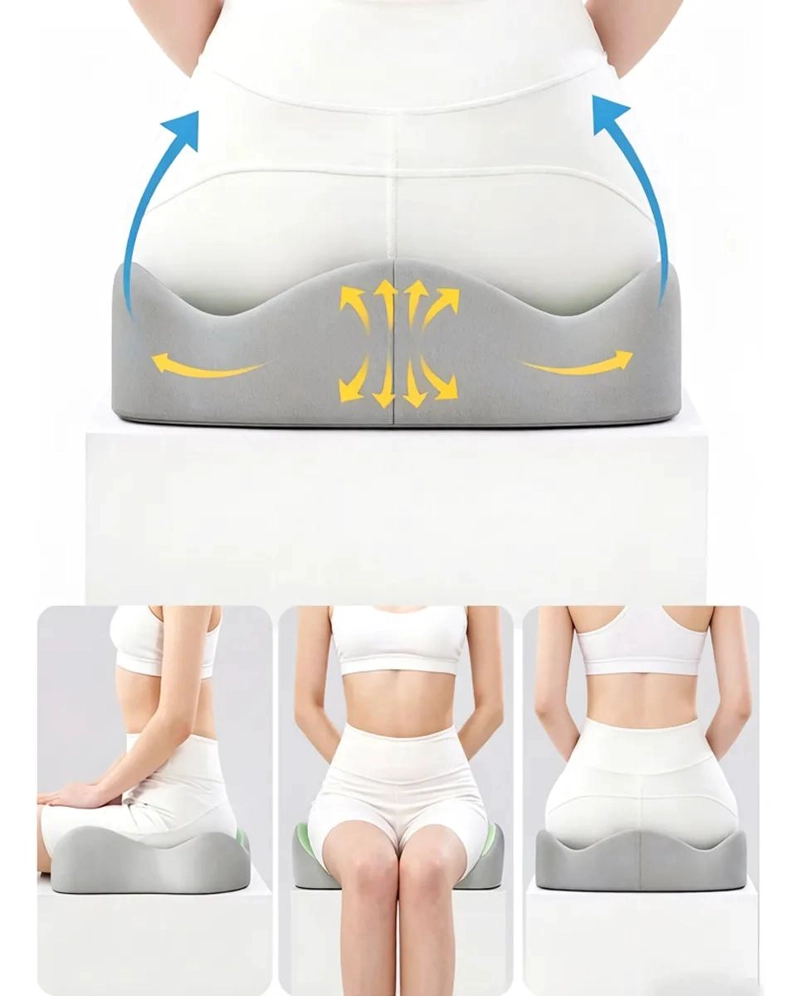 COJIN LUMBAR ERGONOMICO Y ASIENTO PARA SILLAS COLOR GRIS - 4