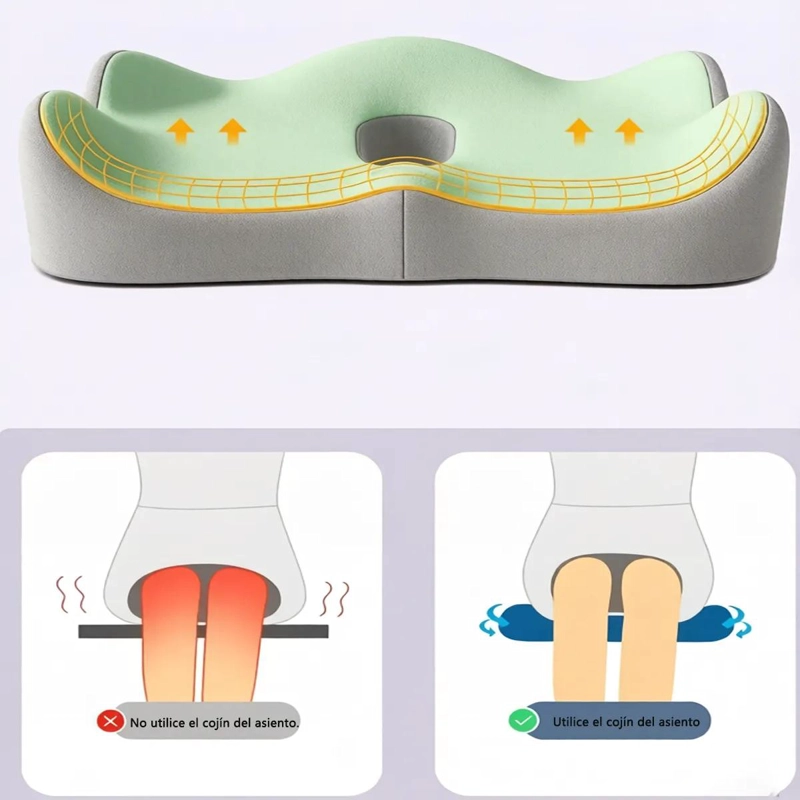 COJIN LUMBAR ERGONOMICO Y ASIENTO PARA SILLAS COLOR GRIS - 5