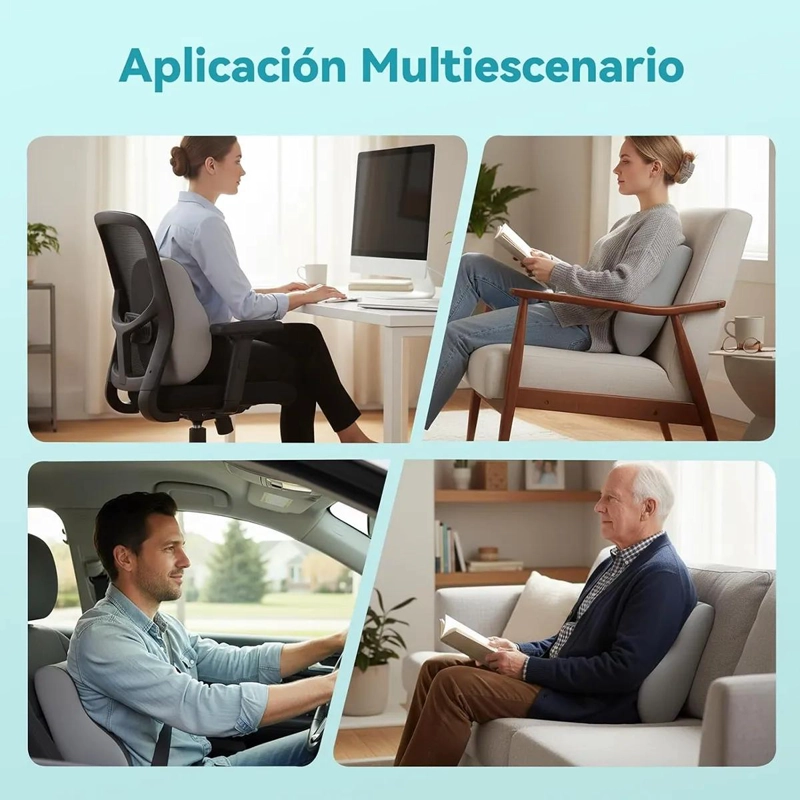 COJIN LUMBAR ERGONOMICO Y ASIENTO PARA SILLAS COLOR GRIS - 8