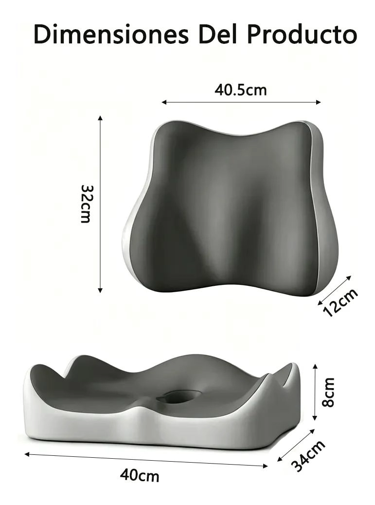 COJIN LUMBAR ERGONOMICO Y ASIENTO PARA SILLAS COLOR GRIS - 9