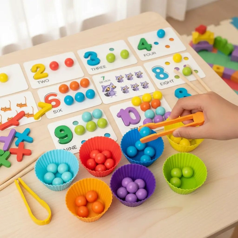 JUEGO DIDACTICO DE MADERA PARA MOTRICIDAD FINA INFANTIL - 1