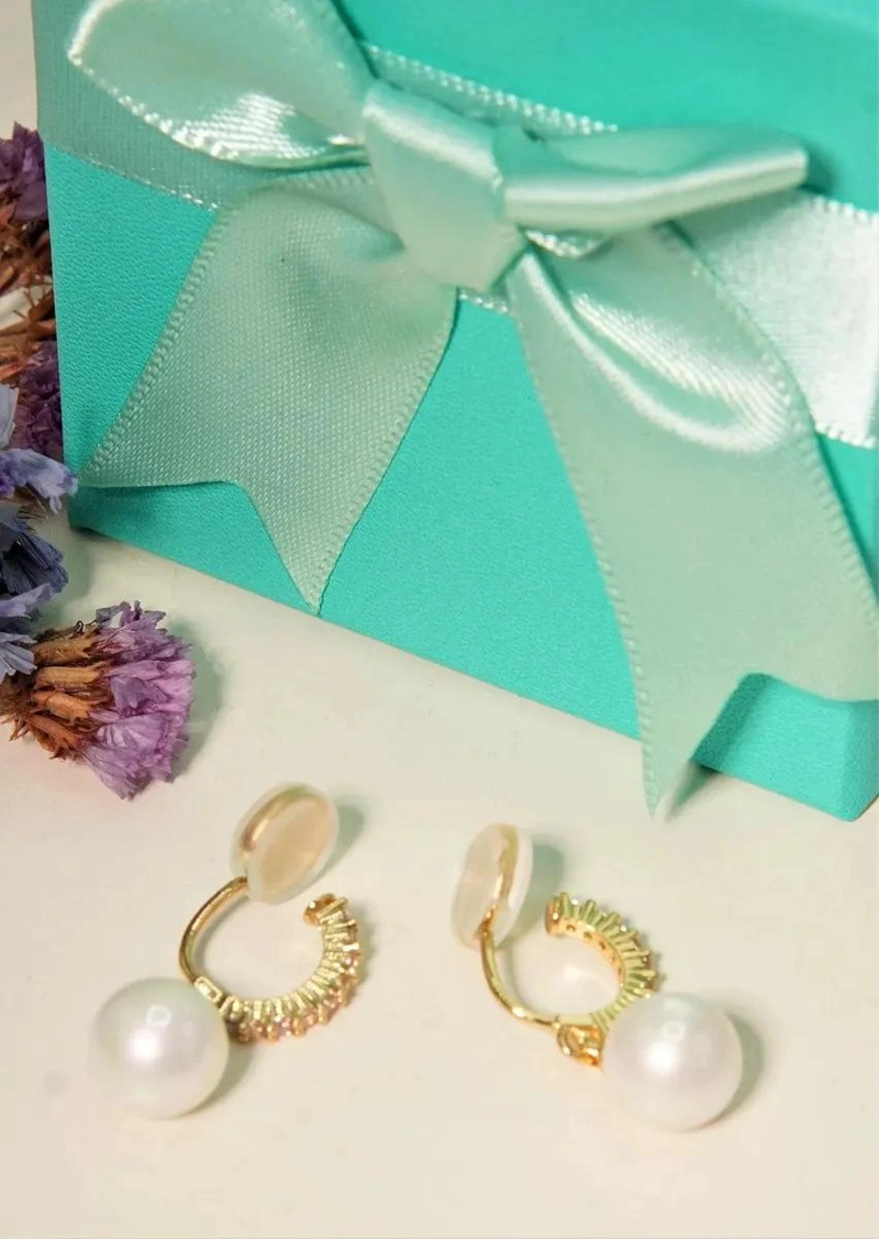 AROS ELEGANTES CON PERLAS Y ZIRCONIAS BAÑADOS EN ORO 14K - 4