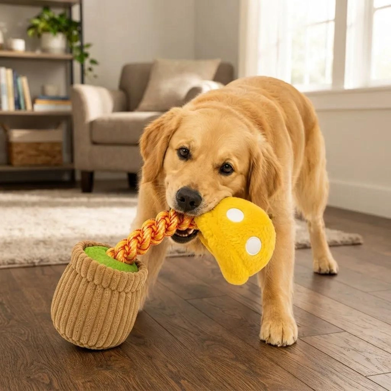 JUGUETE DE PELUCHE PARA PERROS CON CUERDA RESISTENTE 35 CM - 5