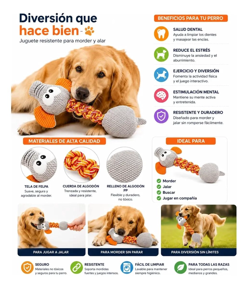 PELUCHE RESISTENTE PARA PERRO EN FORMA DE ELEFANTE - 2