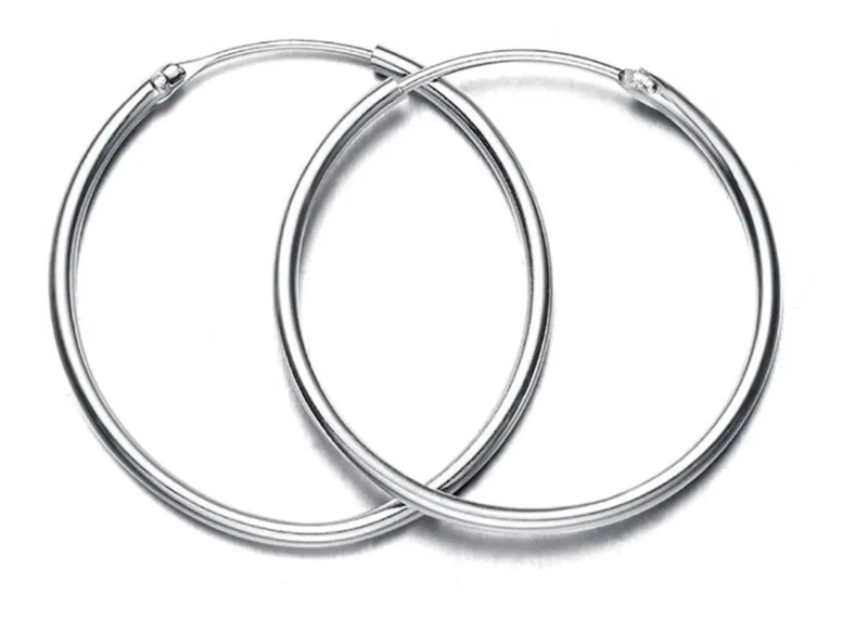 AROS DE PLATA 925 ARGOLLAS DE 35 MM PARA USO DIARIO - 1