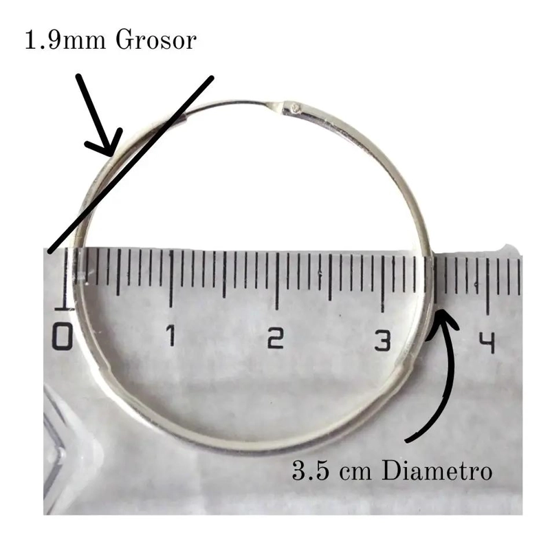 AROS DE PLATA 925 ARGOLLAS DE 35 MM PARA USO DIARIO - 2