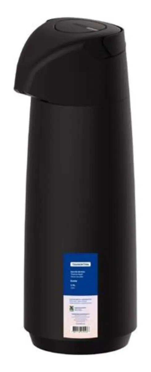 TERMO DE VIDRIO PARA BEBIDAS CALIENTES, 1,8 LITROS, COLOR NEGRO - 1