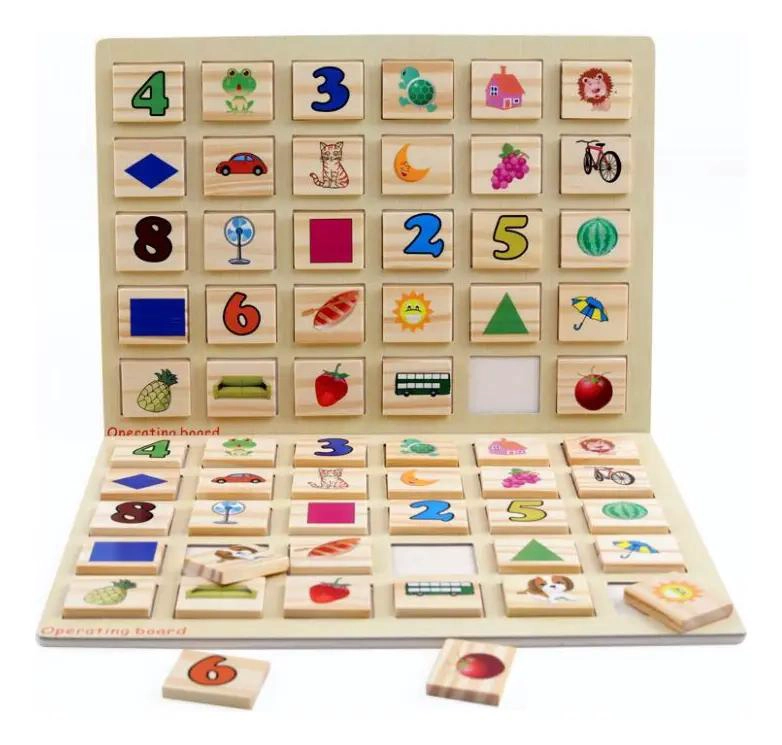 MEMORICE DE MADERA DIDACTICO PARA NIÑOS CON DISEÑOS COLORIDOS - 1