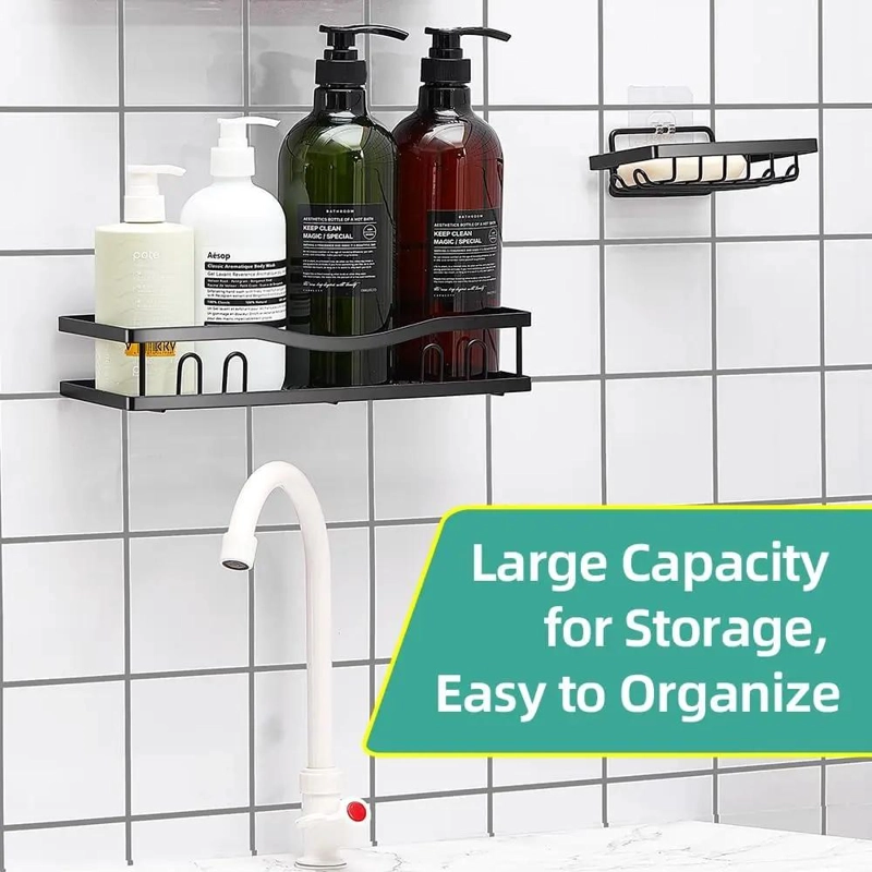ORGANIZADOR DE DUCHA ADHESIVO SET DE 3 ESTANTES INOXIDABLES - 2