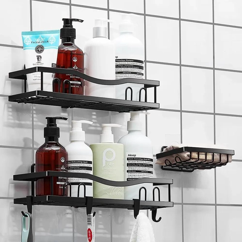 ORGANIZADOR DE DUCHA ADHESIVO SET DE 3 ESTANTES INOXIDABLES - 9