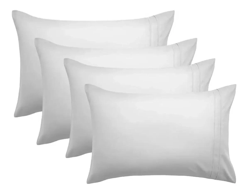 SET DE 4 FUNDAS DE ALMOHADA 50X70 CM MICROFIBRA BLANCA ULTRASUAVE - 2