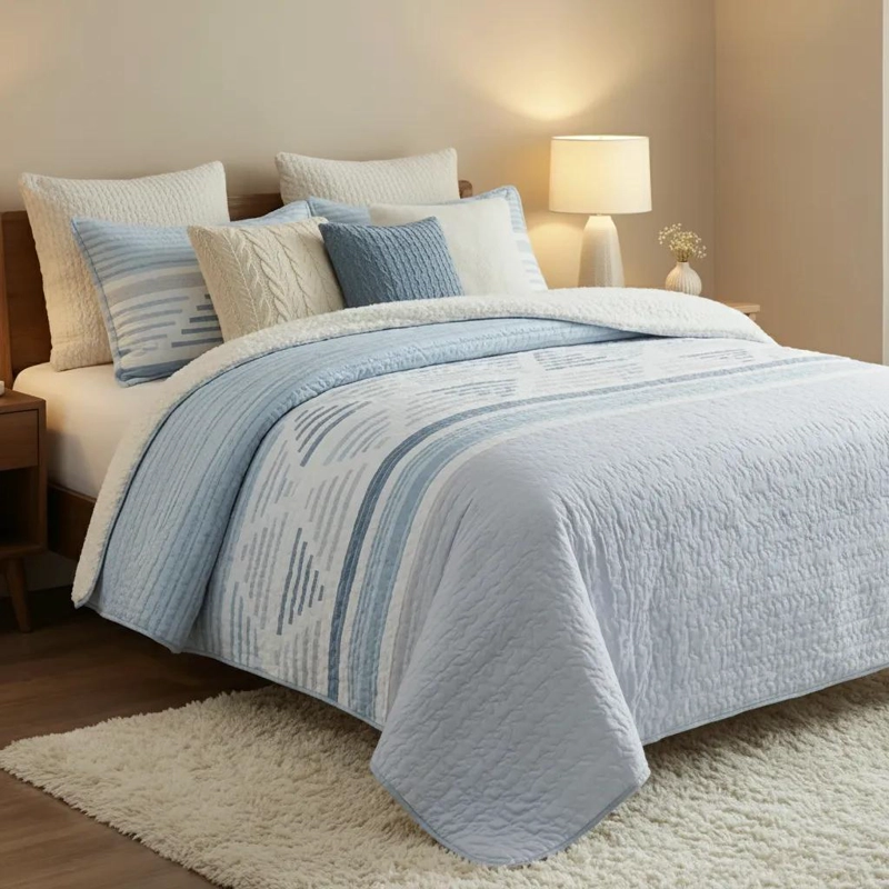 CUBRECAMA SHERPA PARA COLCHON DE 2 PLAZAS CON FUNDAS DE ALMOHADAS - 1