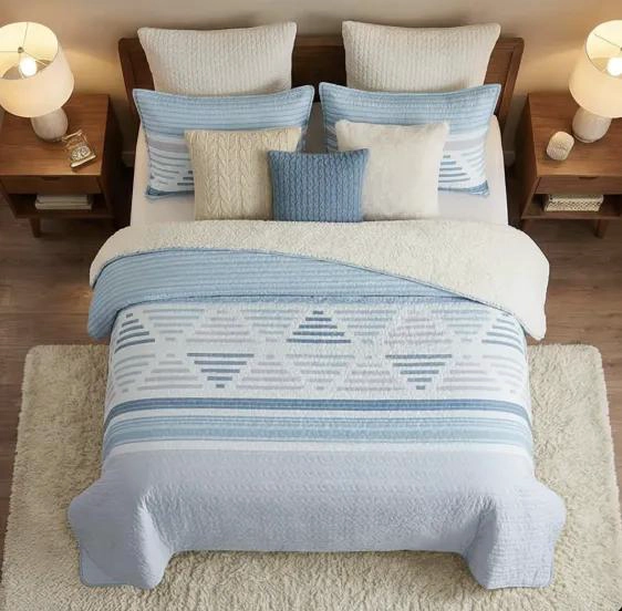 CUBRECAMA SHERPA PARA COLCHON DE 2 PLAZAS CON FUNDAS DE ALMOHADAS - 3