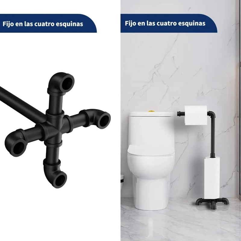 SOPORTE DE PAPEL HIGIE NICO PEDESTAL NEGRO PARA BAÑO - 10