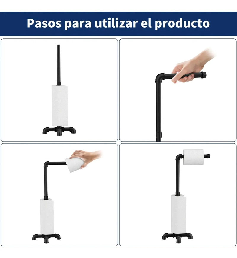 SOPORTE DE PAPEL HIGIE NICO PEDESTAL NEGRO PARA BAÑO - 8