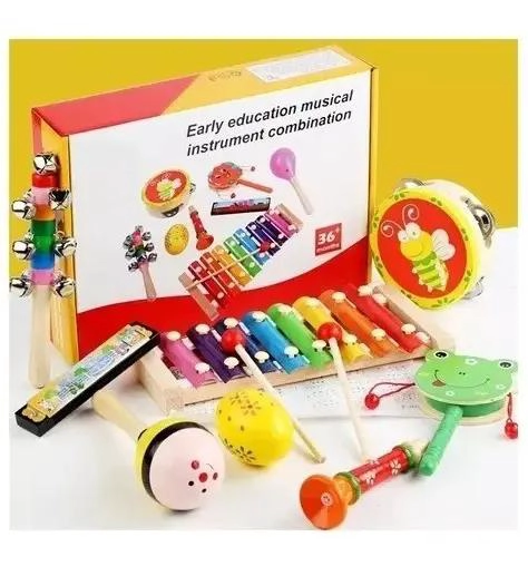 PACK DE 8 INSTRUMENTOS MUSICALES DIDACTICOS DE MADERA PARA NIÑOS - 10