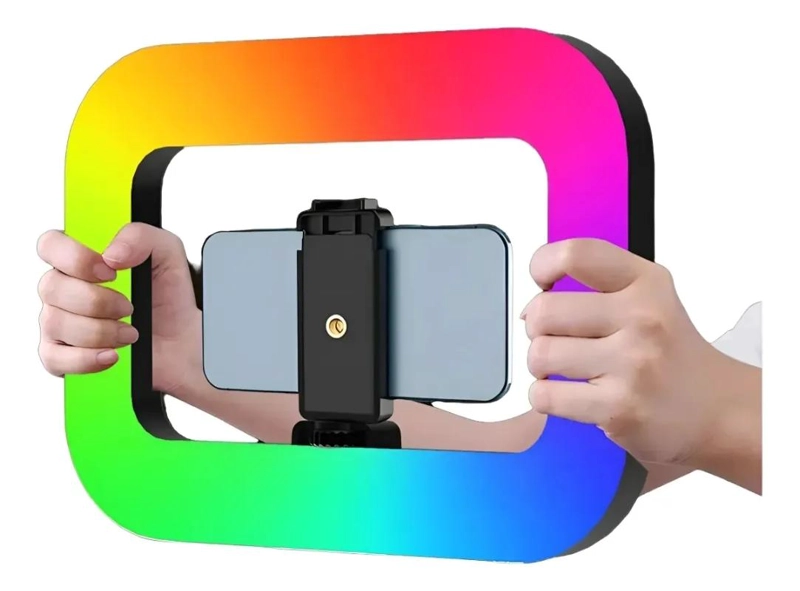 ARO DE LUZ RECTANGULAR PORTATIL MULTICOLOR PARA VIDEO - 1