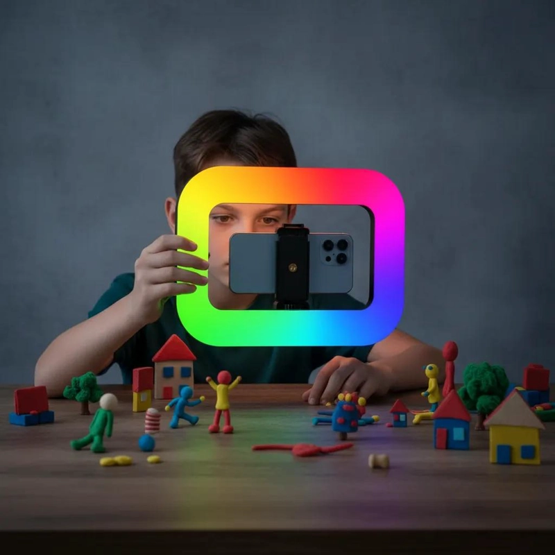 ARO DE LUZ RECTANGULAR PORTATIL MULTICOLOR PARA VIDEO - 5