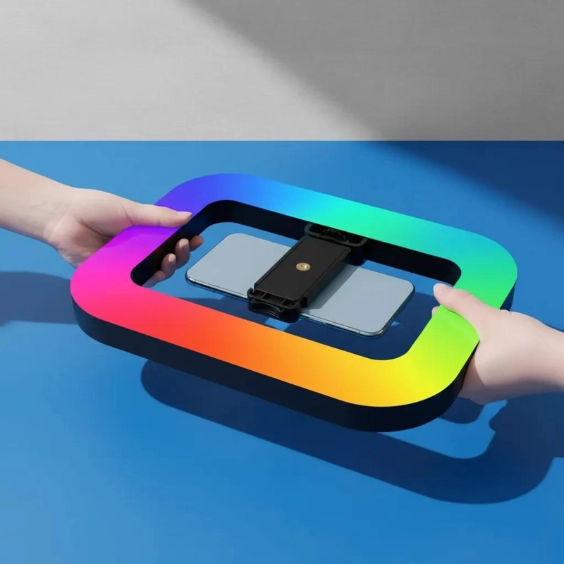 ARO DE LUZ RECTANGULAR PORTATIL MULTICOLOR PARA VIDEO - 9