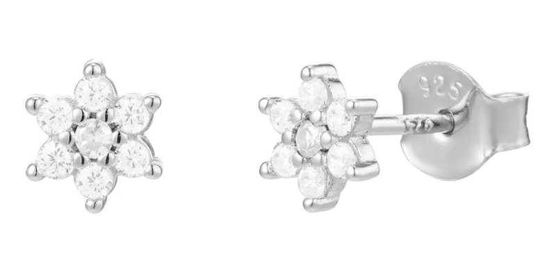 AROS PEQUEÑOS DE PLATA 925 CON DISEÑO FLORAL PARA PERFORACION - 1
