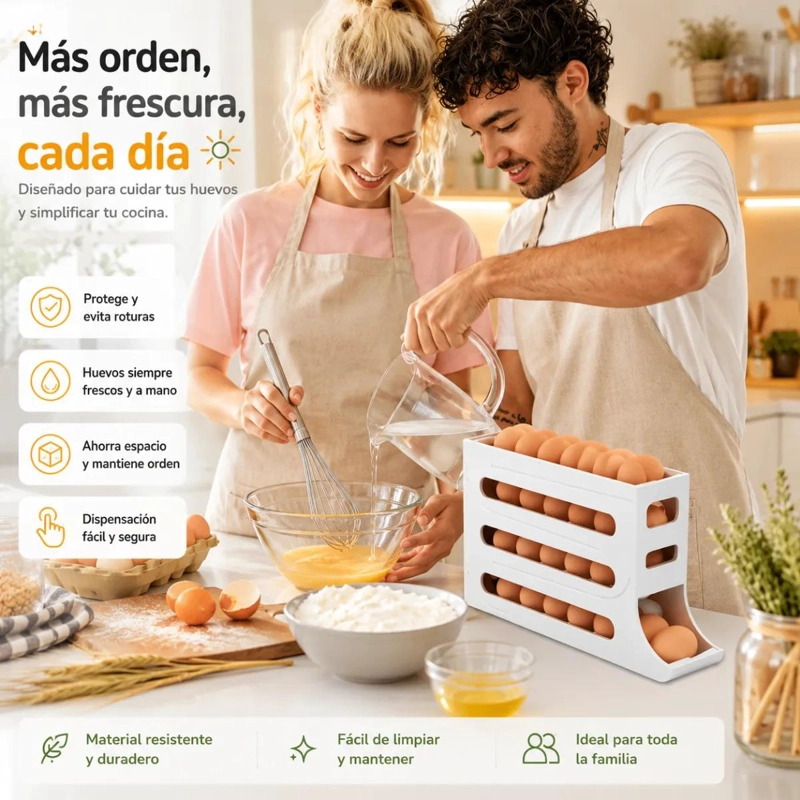 DISPENSADOR AUTOMATICO DE HUEVOS PARA REFRIGERADOR BLANCO - 10