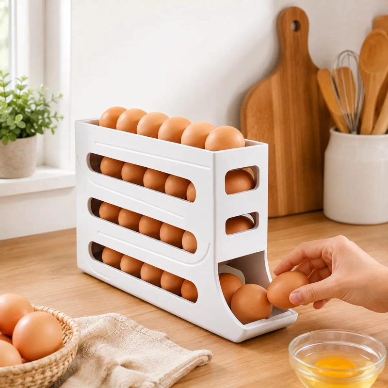 DISPENSADOR AUTOMATICO DE HUEVOS PARA REFRIGERADOR BLANCO - 4