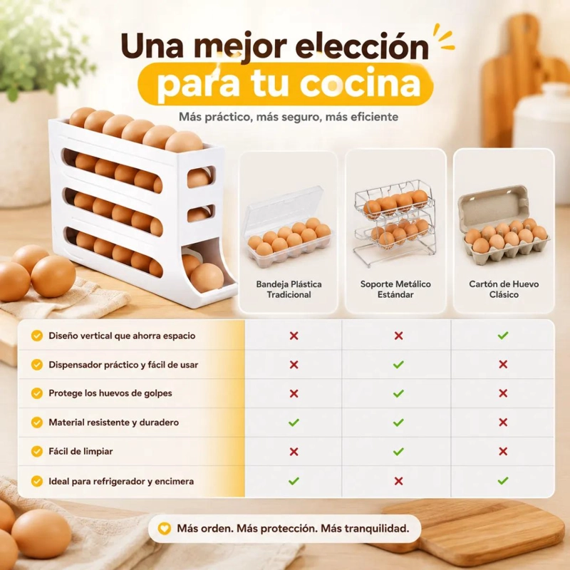 DISPENSADOR AUTOMATICO DE HUEVOS PARA REFRIGERADOR BLANCO - 5
