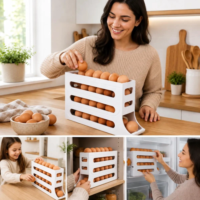 DISPENSADOR AUTOMATICO DE HUEVOS PARA REFRIGERADOR BLANCO - 6