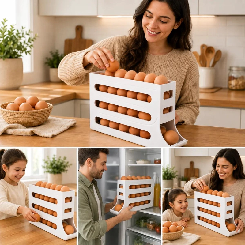 DISPENSADOR AUTOMATICO DE HUEVOS PARA REFRIGERADOR BLANCO - 7