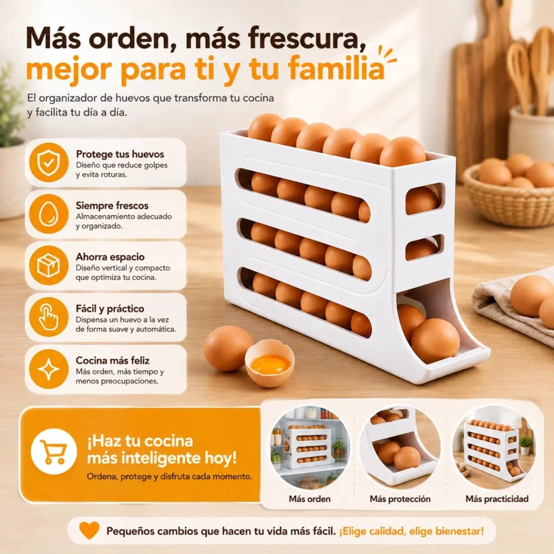 DISPENSADOR AUTOMATICO DE HUEVOS PARA REFRIGERADOR BLANCO - 8