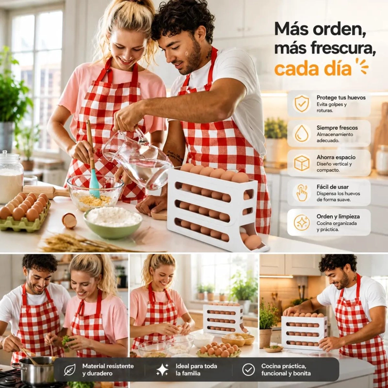 DISPENSADOR AUTOMATICO DE HUEVOS PARA REFRIGERADOR BLANCO - 9