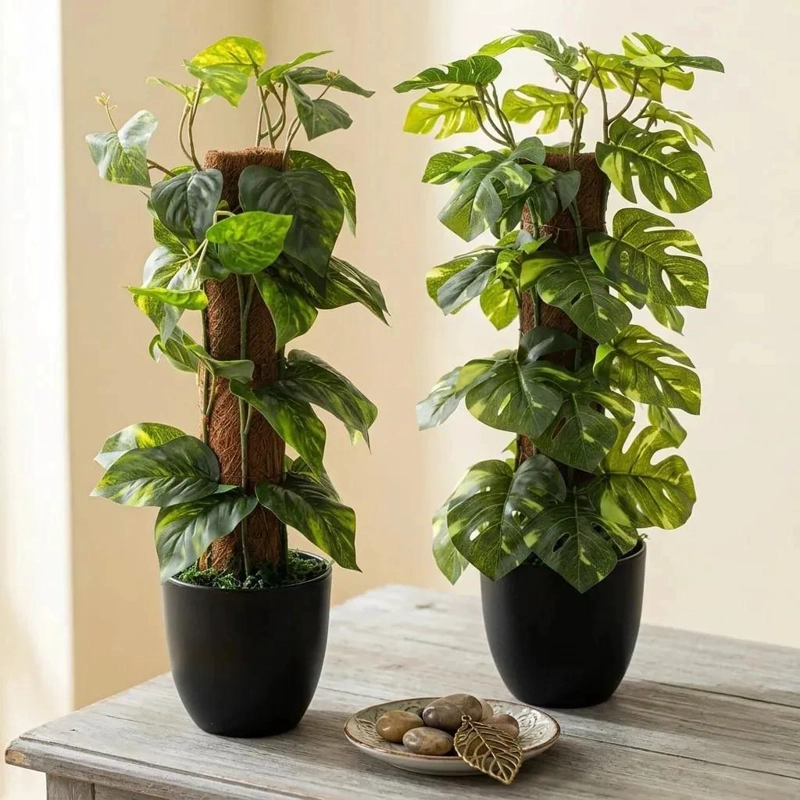 PLANTA ARTIFICIAL DECORATIVA MONSTERA Y POTHOS VERDE MUSGO - 1