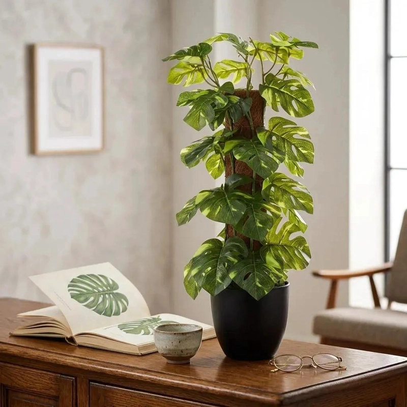 PLANTA ARTIFICIAL DECORATIVA MONSTERA Y POTHOS VERDE MUSGO - 2