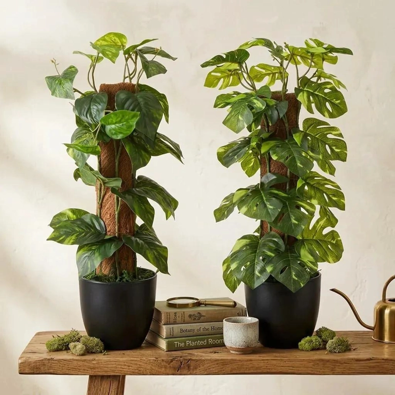 PLANTA ARTIFICIAL DECORATIVA MONSTERA Y POTHOS VERDE MUSGO - 4