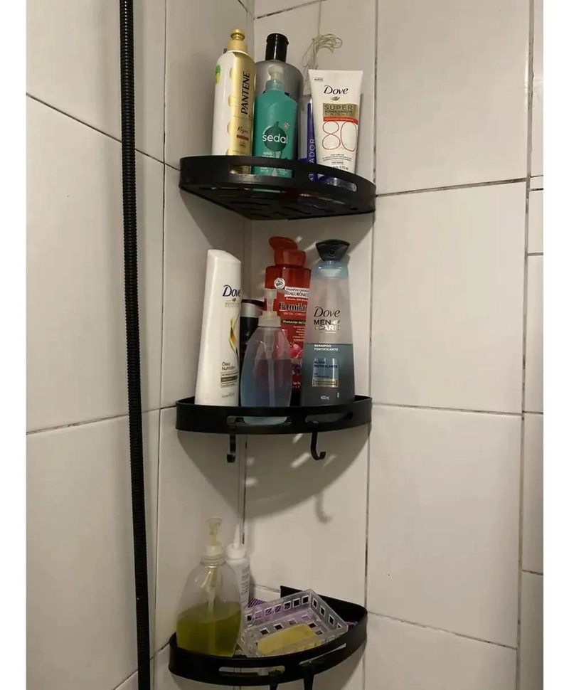 ORGANIZADOR ESQUINERO DE DUCHA CON 3 REPISAS PARA BAÑO - 7