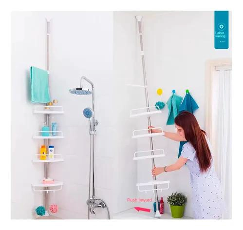 ORGANIZADOR ESQUINERO DUCHA BAÑO MULTIUSO 4 NIVELES AJUSTABLE - 5