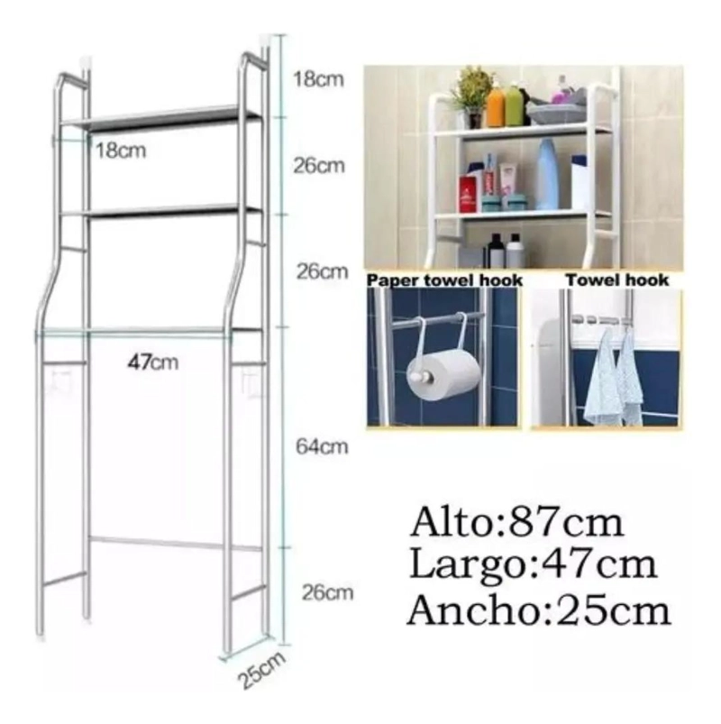 ESTANTE ORGANIZADOR DE BAÑO VERTICAL DE TRES NIVELES - 2
