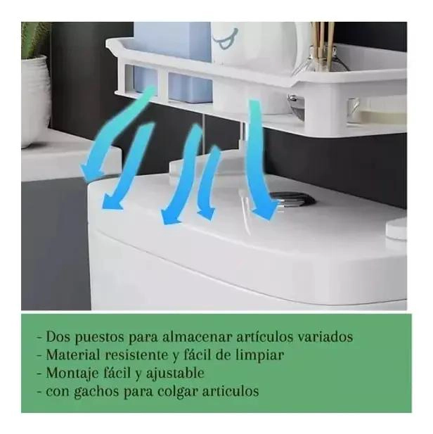 ESTANTE ORGANIZADOR MULTIFUNCIONAL PARA BAÑO CON DOS REPISAS - 5