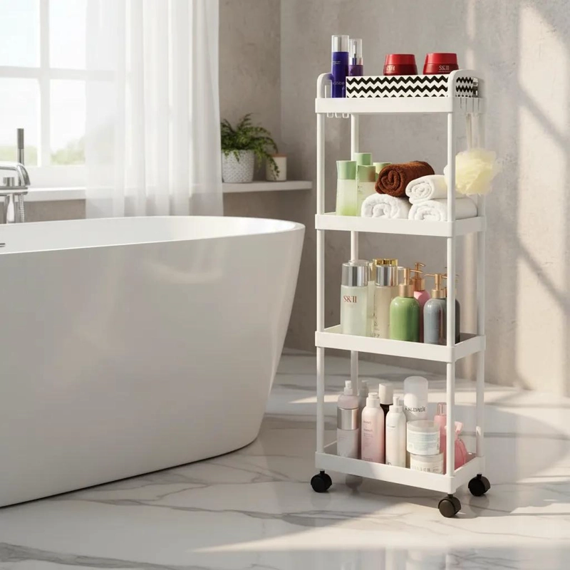 ORGANIZADOR VERTICAL DE 4 NIVELES CON RUEDAS PARA BAÑO Y COCINA - 2