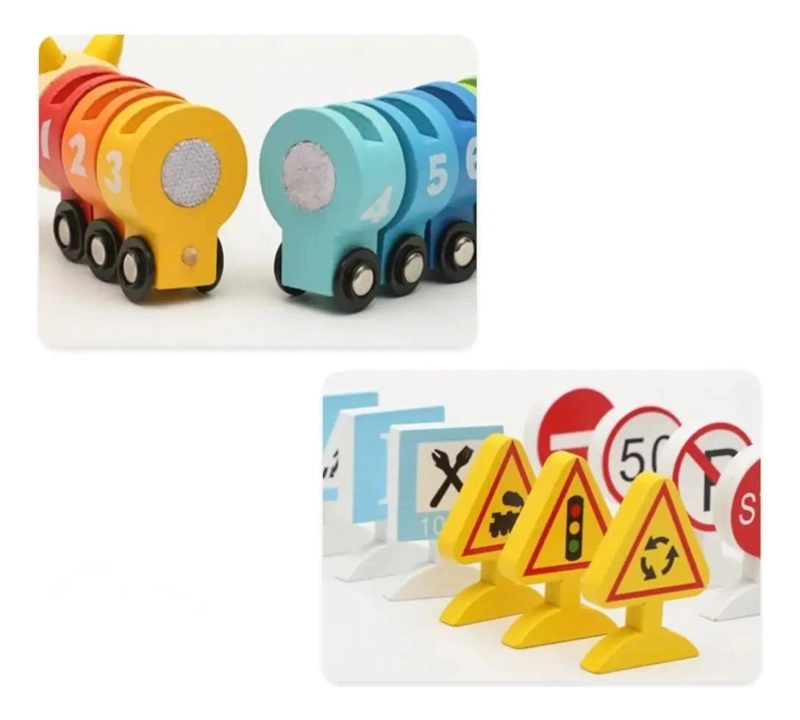 TREN EDUCATIVO DE MADERA EN FORMA DE ORUGA PARA NIÑOS - 10