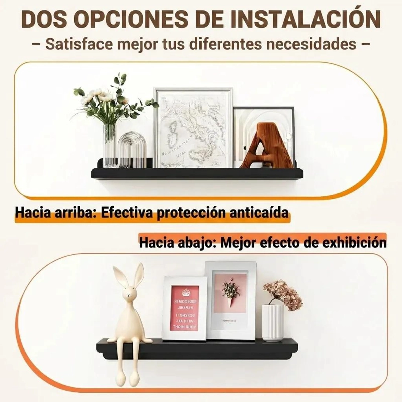 ESTANTES FLOTANTES DE ACRILICO PARA PARED EN JUEGO DE 2 - 4