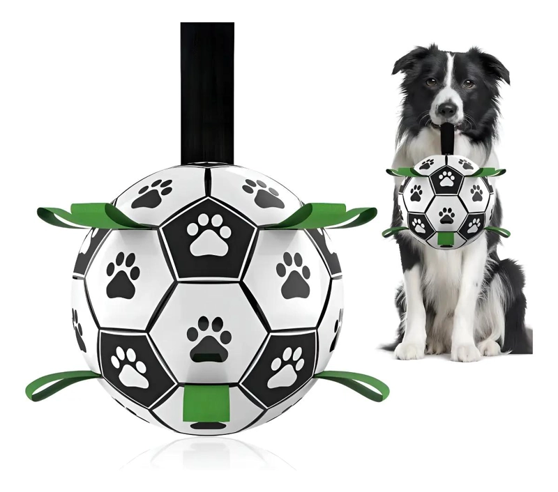 PELOTA DE FUTBOL INTERACTIVA PARA PERROS CON CORREAS - 1