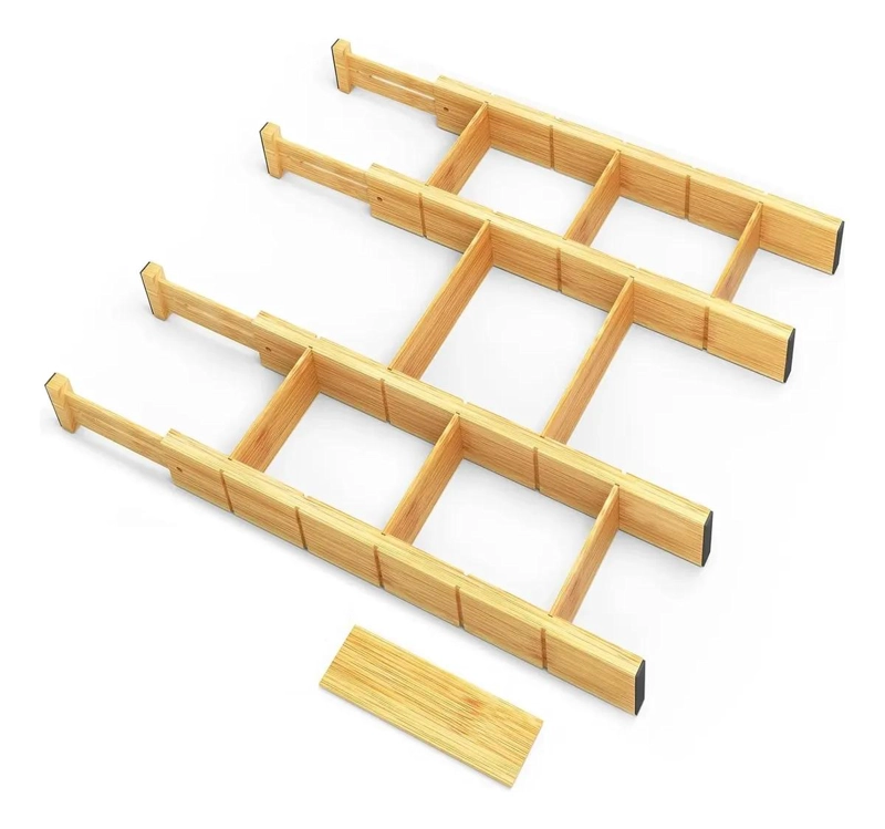 SEPARADORES AJUSTABLES DE CAJONES DE BAMBU PARA ORGANIZACION - 1
