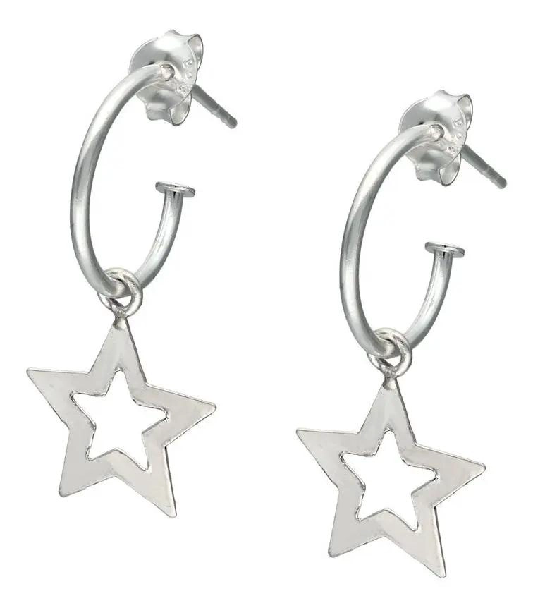 AROS DE PLATA 925 CON DISEÑO DE ESTRELLA ELEGANTE - 1