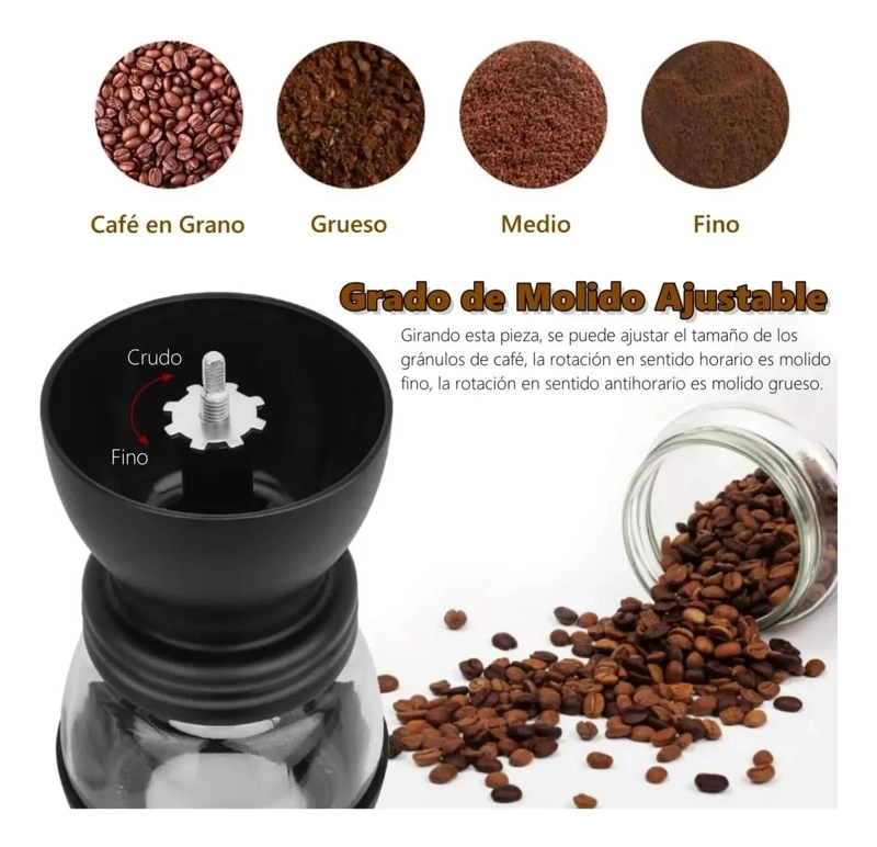 MOLINILLO MANUAL PARA CAFE  CON DEPOSITO TRANSPARENTE Y MANGO ERGONOMICO - 9