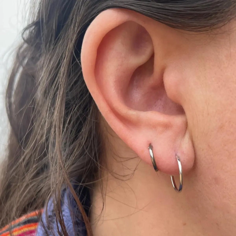AROS UNISEX ARGOLLA 10 MM PLATA RODINADA NEGRA - 3