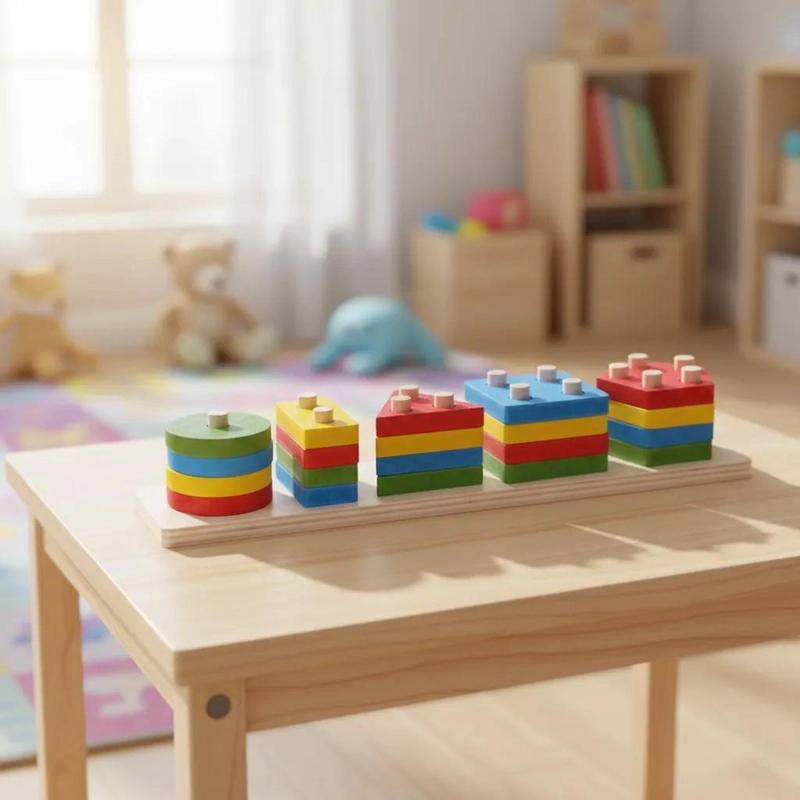 JUGUETE EDUCATIVO DE MADERA PARA CLASIFICAR FORMAS Y COLORES - 6