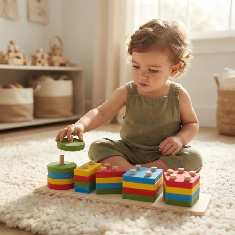 JUGUETE EDUCATIVO DE MADERA PARA CLASIFICAR FORMAS Y COLORES - 7