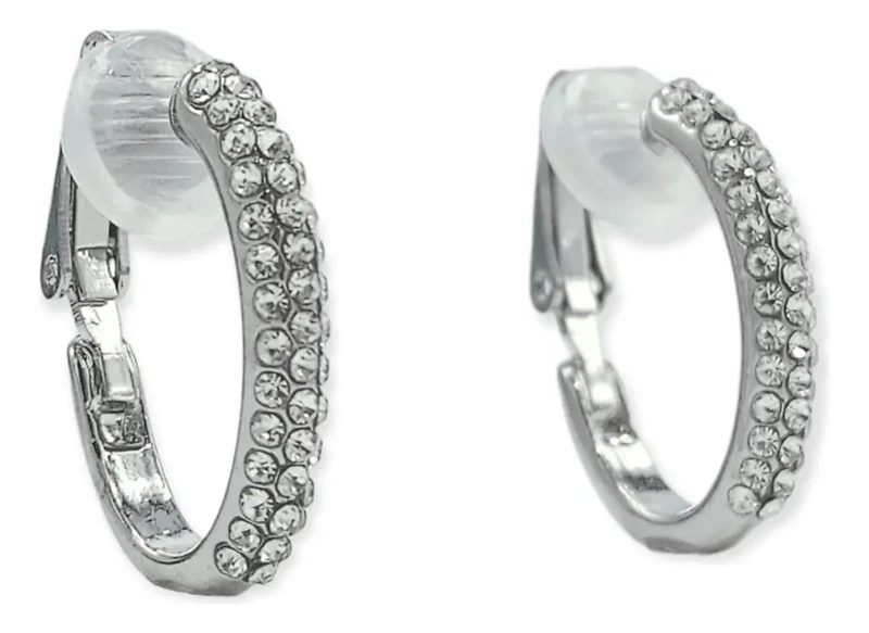 AROS DE CLIP FINOS CON ZIRCONIAS BAÑADOS EN PLATA - 1